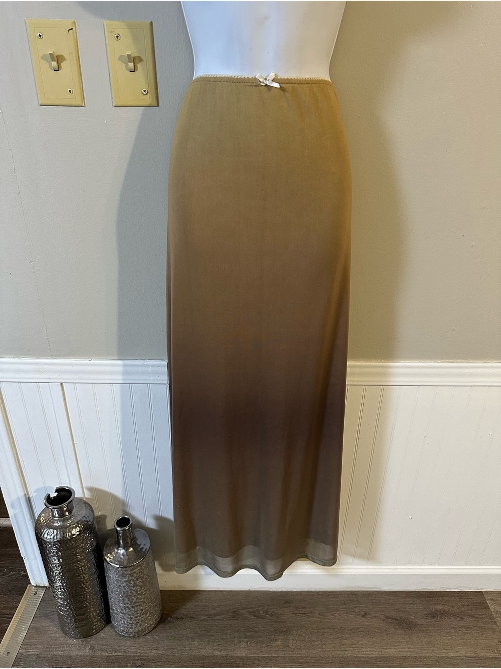 Vigoss Ombre Maxi Slip Skirt in Brown and Cream